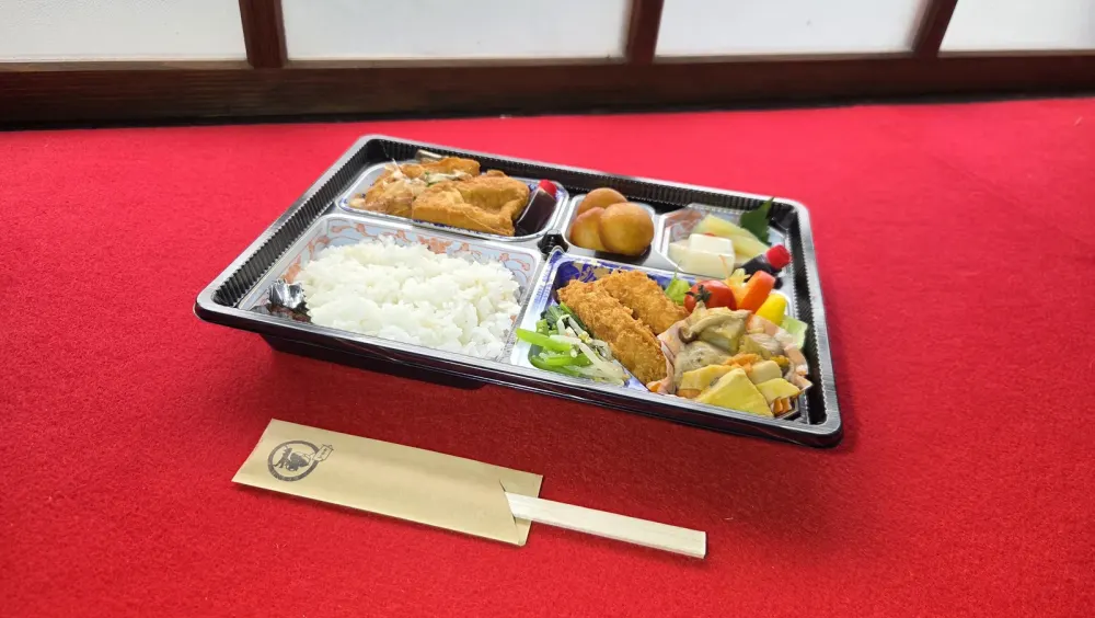An example of a bento lunch; menu may vary